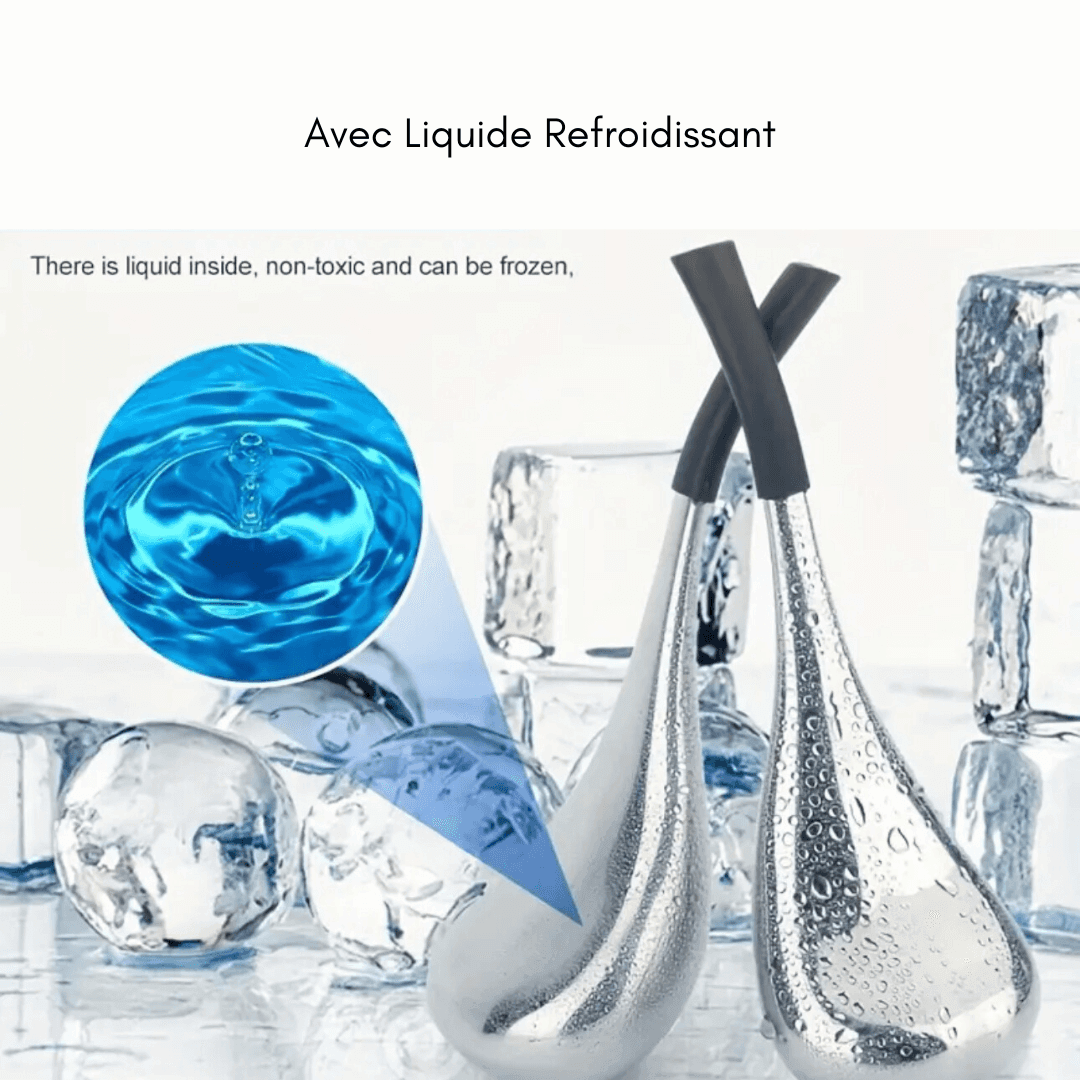Cuillères Ice Ball en acier inoxydable avec liquide refroidissant, parfaites pour un soin visage rafraîchissant et décongestionnant.