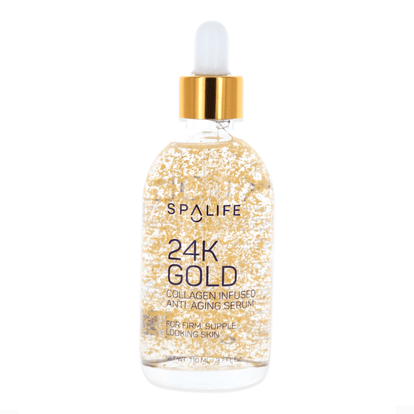 Sérum anti-âge infusé au collagène Gold 24K avec paillettes d'or pur Fils collagène lifting coréen Hydrate et raffermit la peau pour une apparence jeune et éclatante.