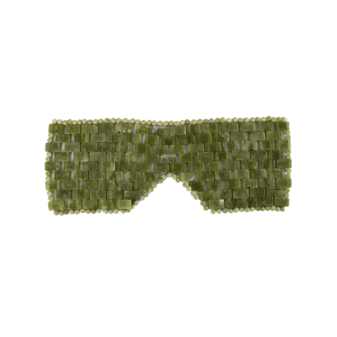 Masque relaxant pour les yeux en pierres de jade naturelles, conçu pour apaiser et décongestionner le contour des yeux.