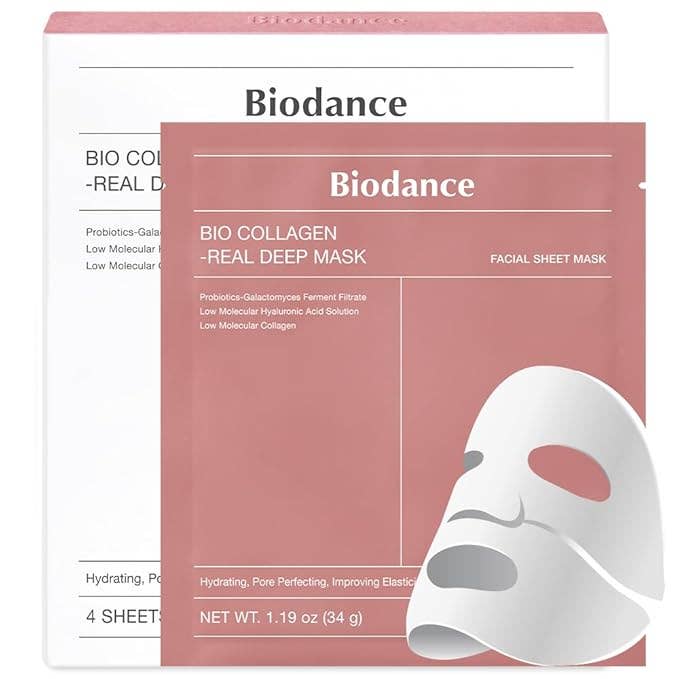 Masque véritable profond BIODANCE Bio-Collagen 4EA avec emballage et masque en feuille faciale. Hydratation intense et amélioration de l'élasticité de la peau. coreen