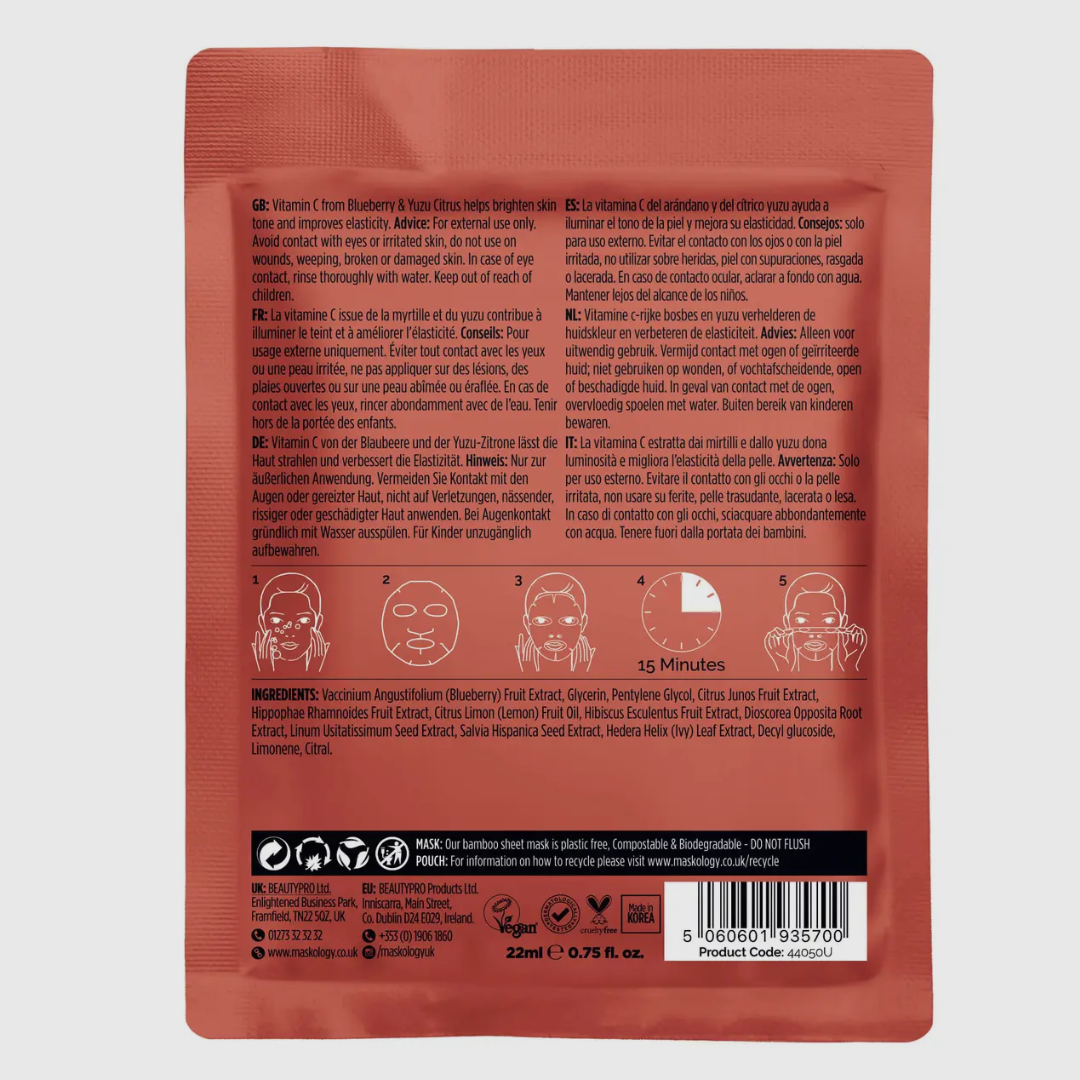 Riche en vitamine C issue de la myrtille et du yuzu, ce masque est particulièrement efficace pour les peaux ternes, leur offrant un coup d'éclat. Pour les peaux matures, la myrtille aide à prévenir le vieillissement cutané. Le yuzu, quant à lui, régule l'excès de sébum et redonne de l'élasticité à la peau. De plus, ce masque est biodégradable puisqu'il est fabriqué en bambou.
Retrouvez ce produit dans le "Kit Microdermbrasion"