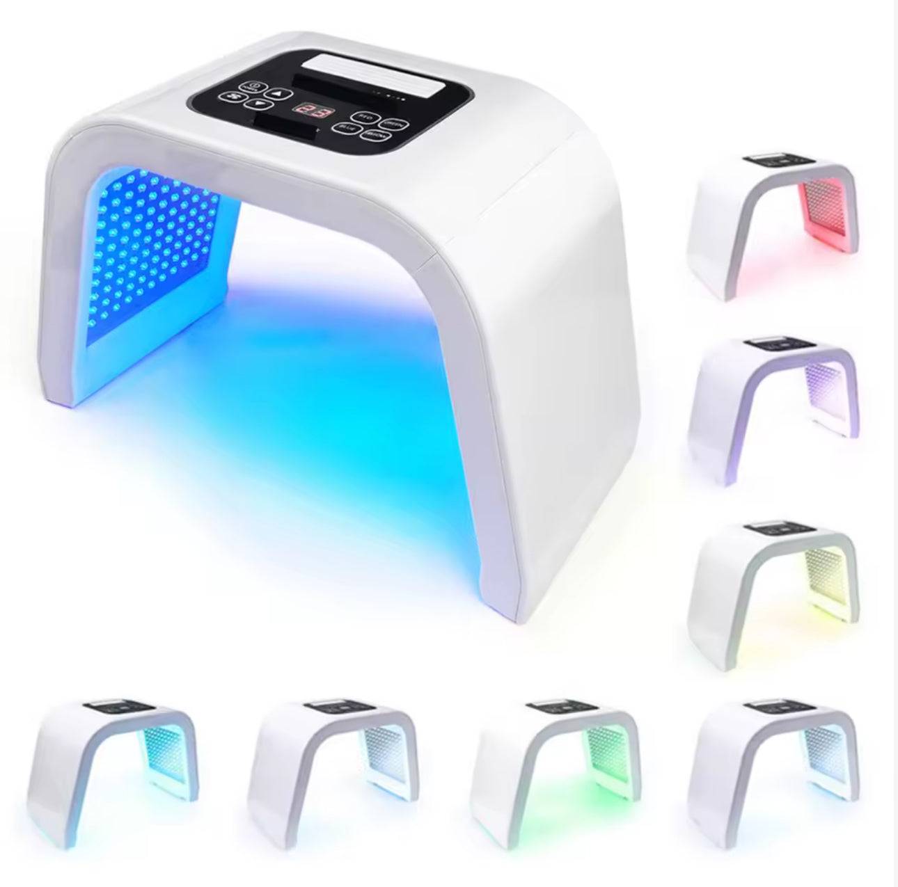 Lampe luminothérapie professionnelle avec LED multicolores pour soin du visage, idéale pour les instituts de beauté et les soins de la peau.