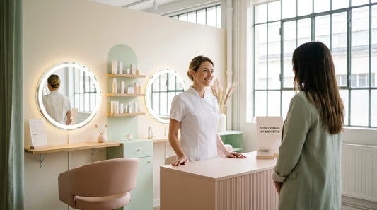 Beauty booth dans un institut de beauté moderne avec une esthéticienne professionnelle