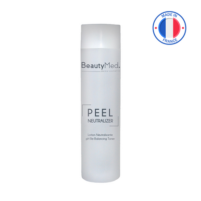 Lotion Neutralisante BeautyMed pour peeling chimique, rééquilibrant le pH, fabriquée en France, idéale pour soins visage professionnels.