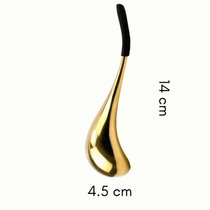 Cuillère Ice Ball en acier inoxydable doré avec dimensions 14 cm x 4,5 cm, accessoire idéal pour le massage du visage.