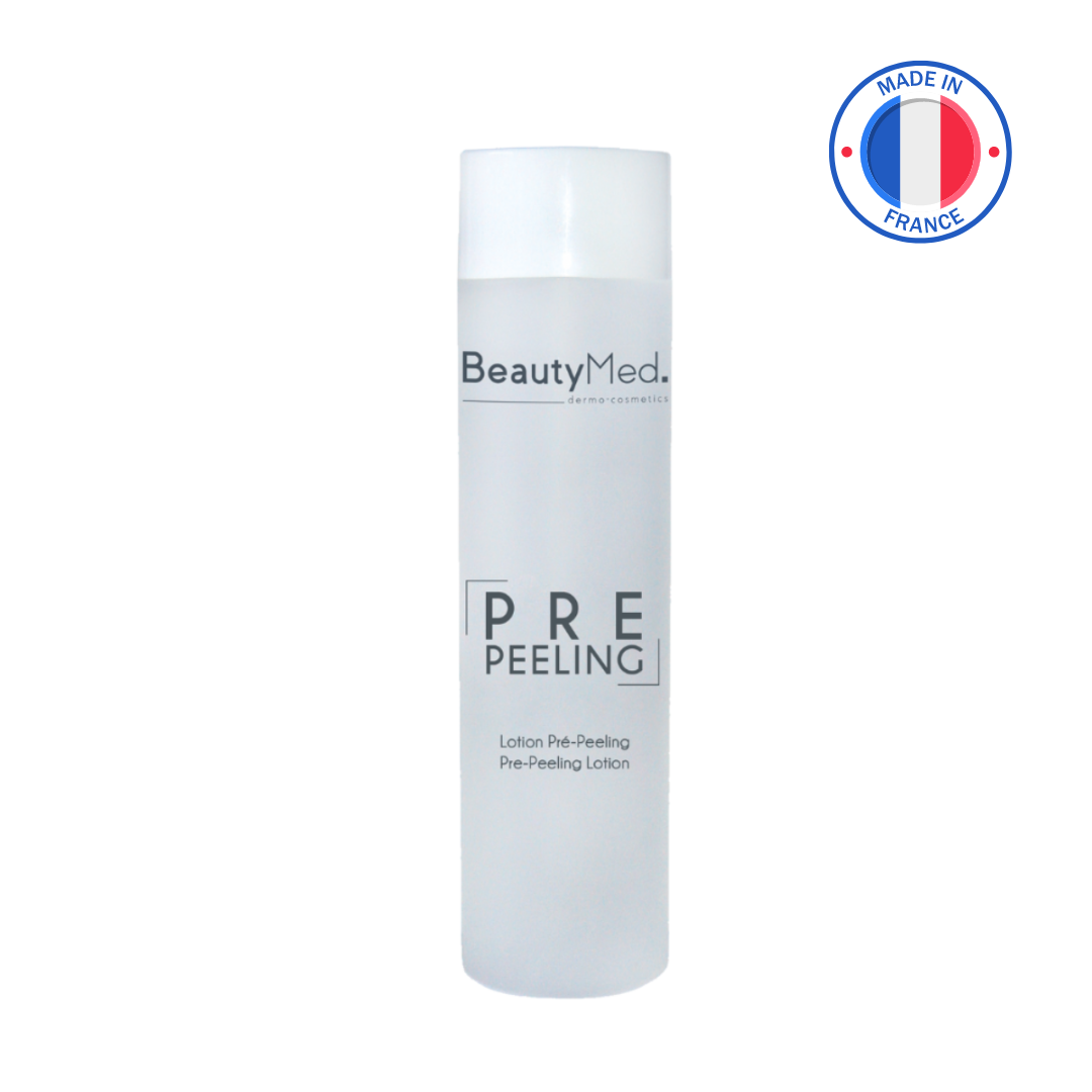 Lotion Pré-Peeling BeautyMed - Soin Visage Professionnel. La Lotion Pre Peeling prépare la peau avant les traitements, élimine les impuretés et optimise l’efficacité des peelings pour des résultats professionnels éclatants.