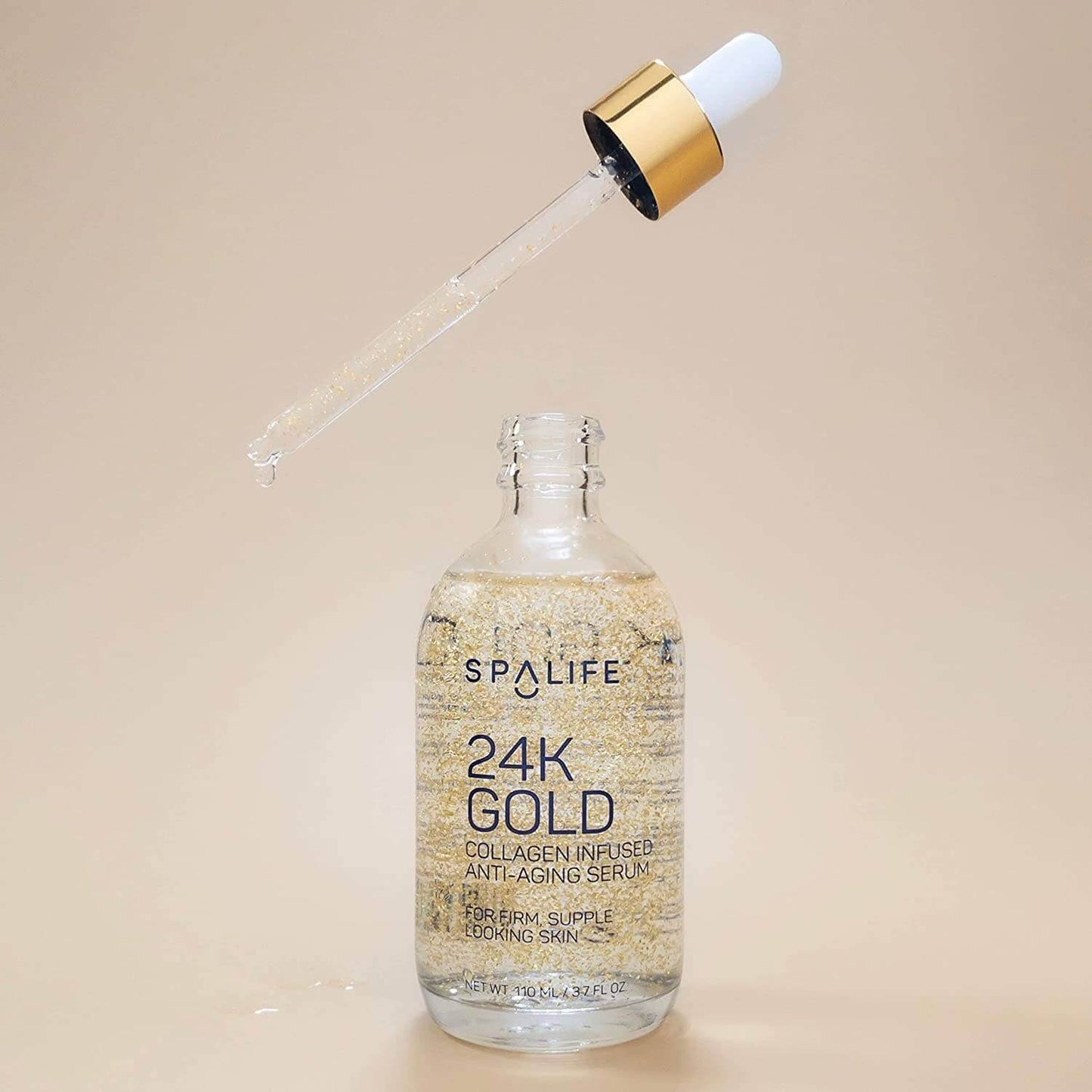 Duo Sérum Collagène + Fils de collagène - Flacon avec sérum anti-âge infusé d'or 24K pour une peau revitalisée