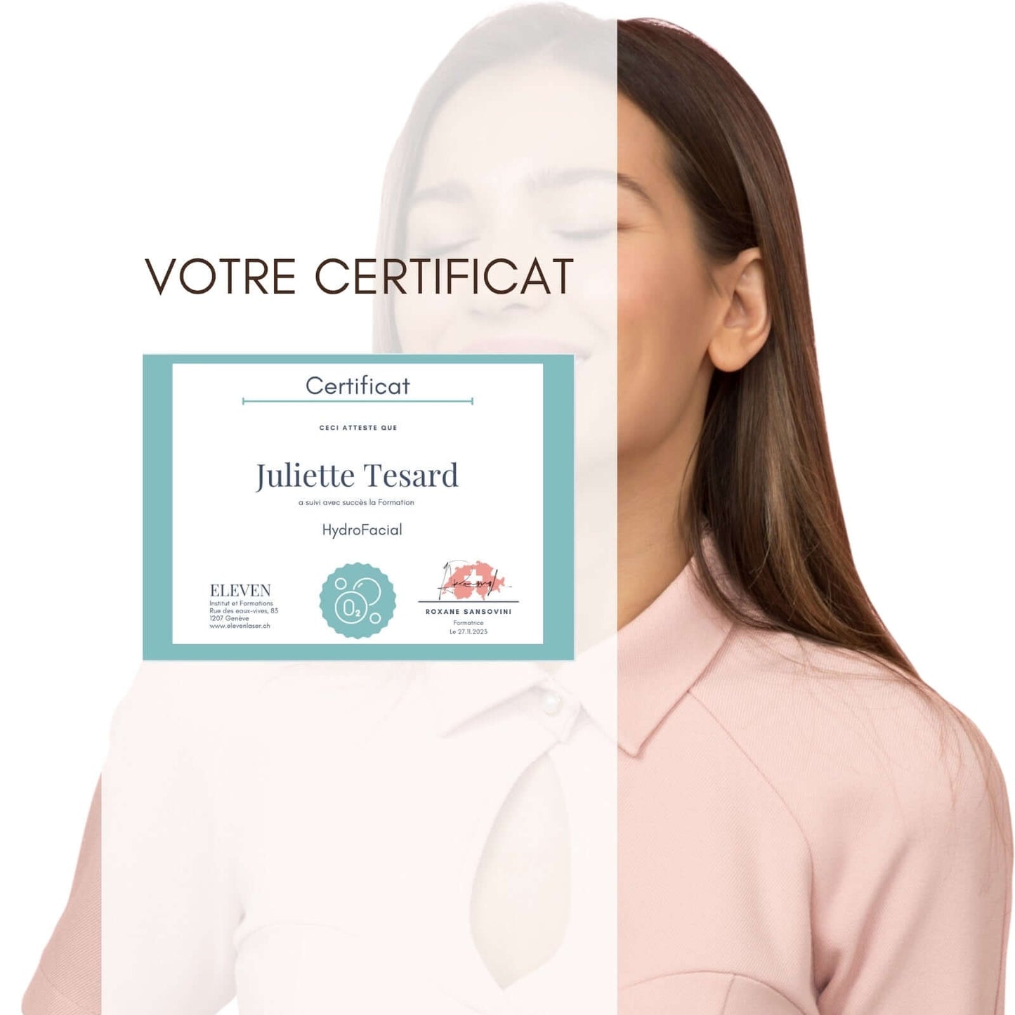 Certificate pour Formation Hydrofacial + Kit complet, Juliette Tesard, esthétique haut de gamme.