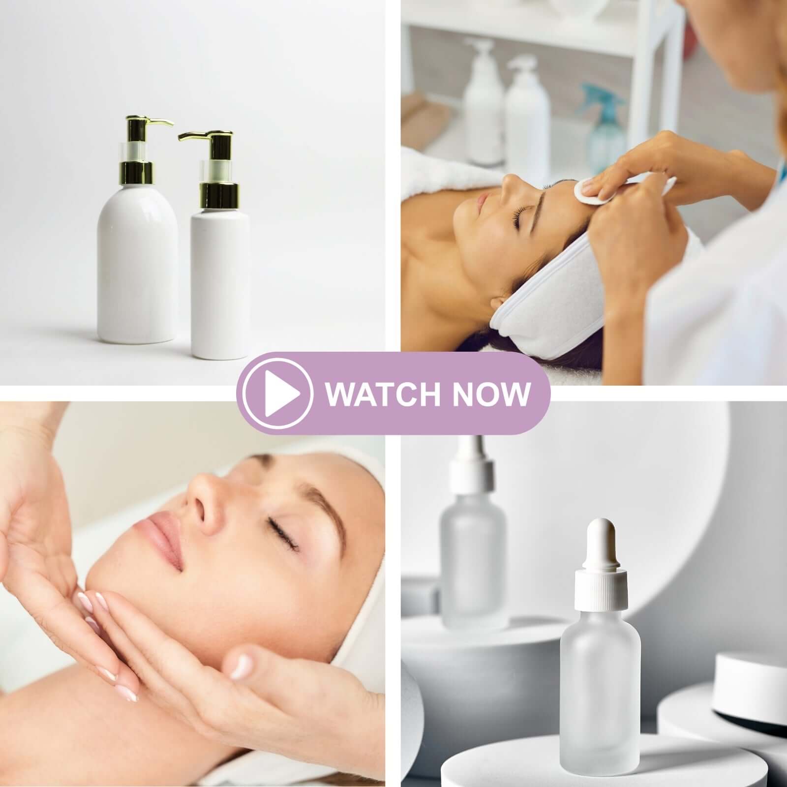 Formation soin du visage avec kits de produits de soins, démonstration de soins esthétiques avancés.