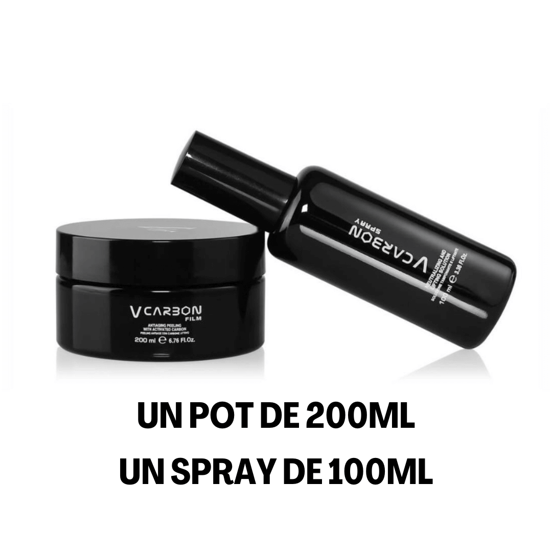 Kit Peeling V Carbon - Soin visage professionnel avec un pot de 200ml et un spray de 100ml