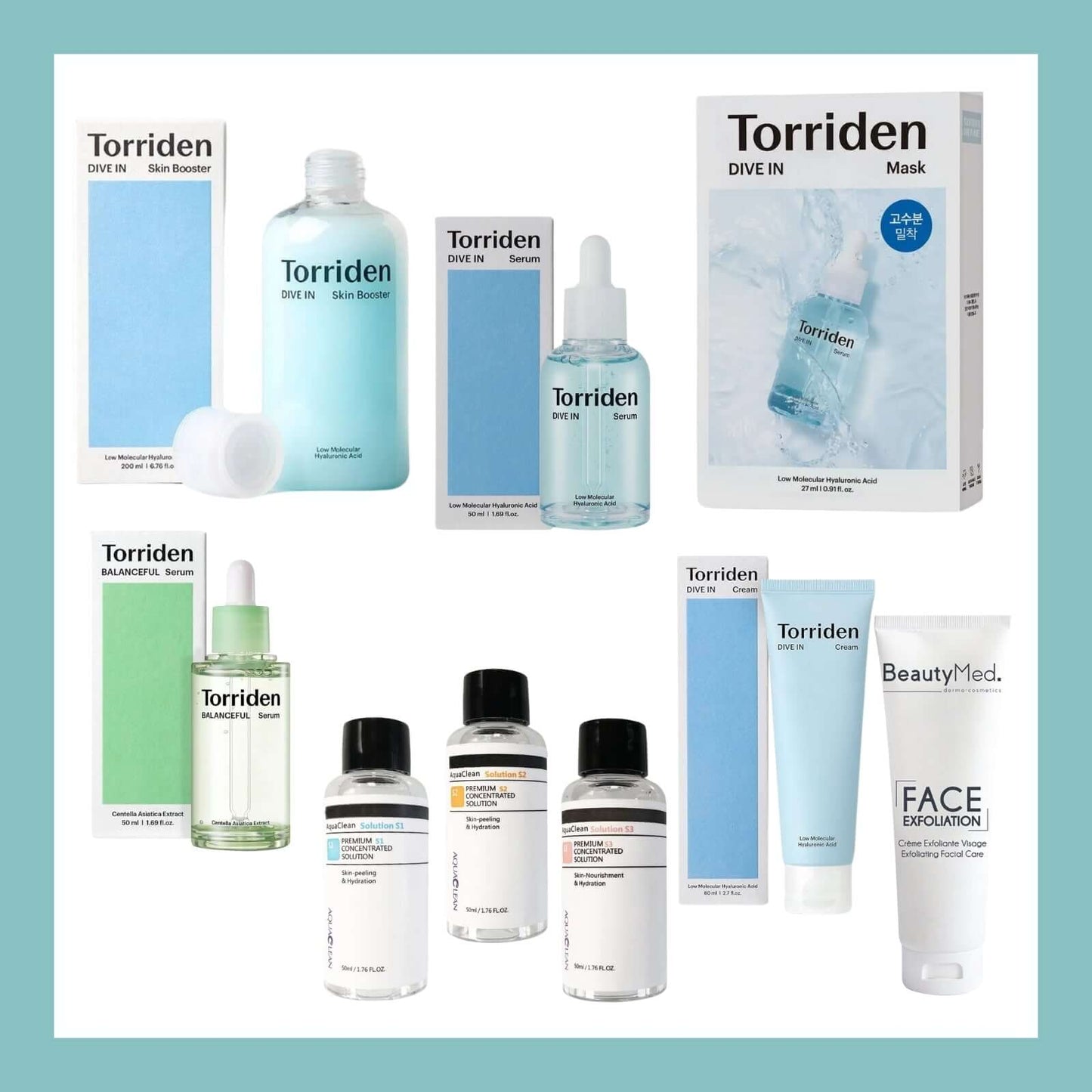 Kit Produit HydroFacial Complet avec produits de soin Torriden pour une peau éclatante et hydratée.