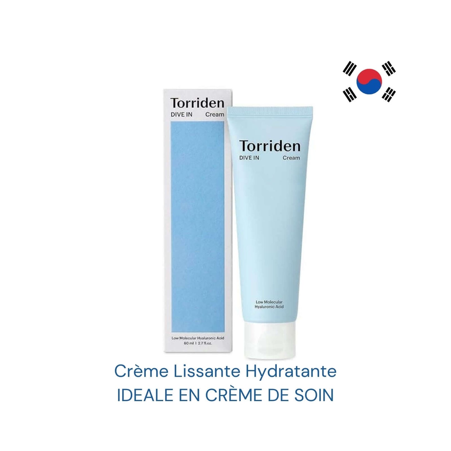 Kit Produit HydroFacial Complet avec crème lissante hydratante Torriden et emballage bleu.