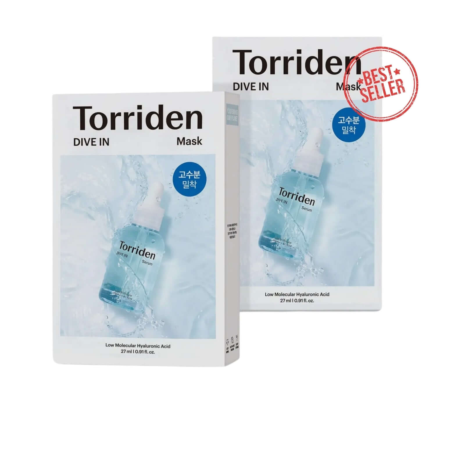 Masque Acide Hyaluronique Torriden DIVE-IN, gamme hydratante et apaisante pour peaux sensibles, bestseller.