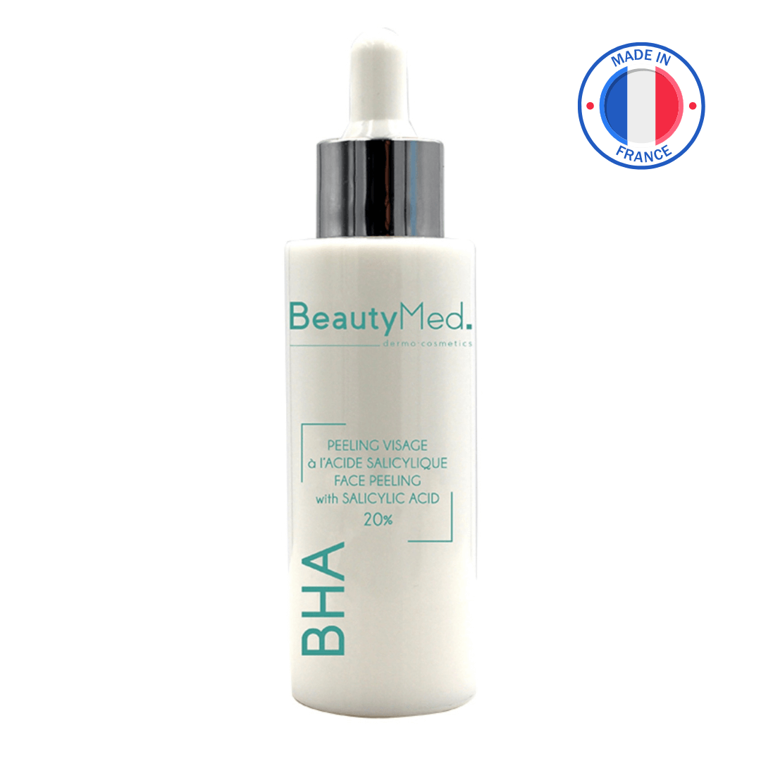 Peeling BHA 20 BeautyMed, soin visage professionnel avec acide salicylique, flacon de 30ml, fabriqué en France.