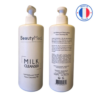 Le Lait Démaquillant BeautyMed 500ml nettoie en douceur, élimine les impuretés et maquillage, laissant la peau propre et hydratée, idéal pour tous types de peau.