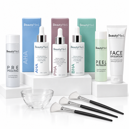 Kit Peeling Chimique – AHA, BHA, PHA, Lotions, Coupelle et Pinceau